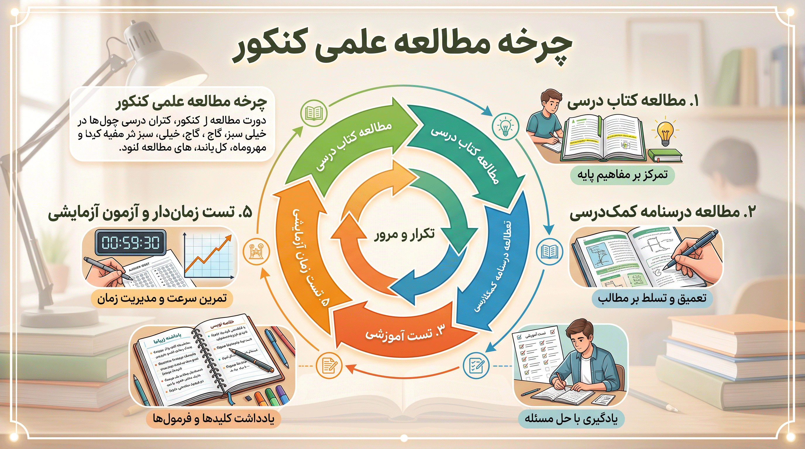 چرخه مطالعه علمی دروس کنکور با کتاب پناه